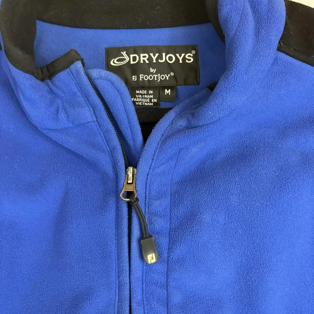 FootJoy DryJoys Fleece Pullover Mens M Blue 1/4 Zip Golf Long Sleeve Performance